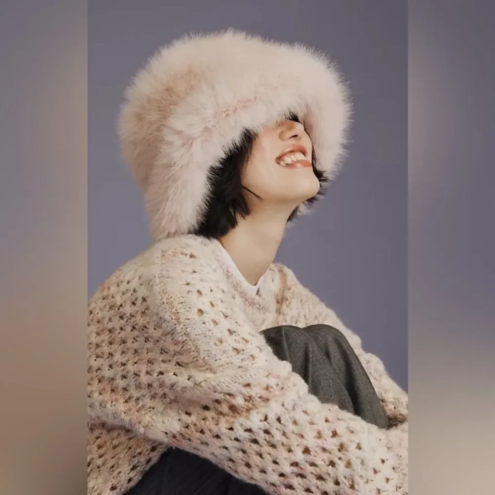 Anthropologie Faux-Fur Pillbox Hat Helen Moore
